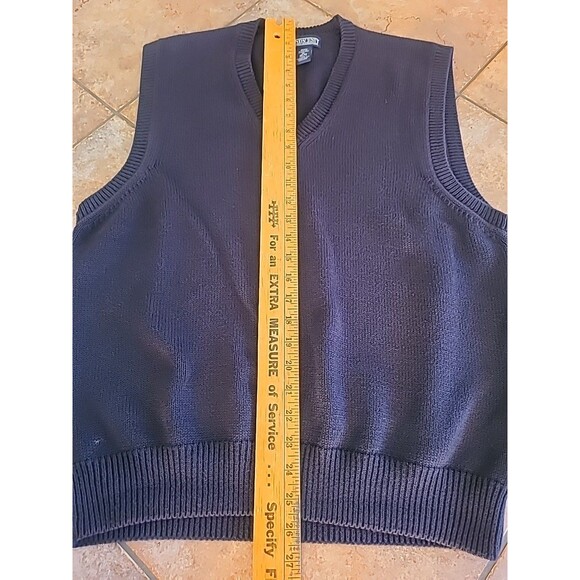 Land's End 100% Cotton Navy Vest Men's Med Preppy Casual Streetwear Fall Grandpa - Picture 5 of 5